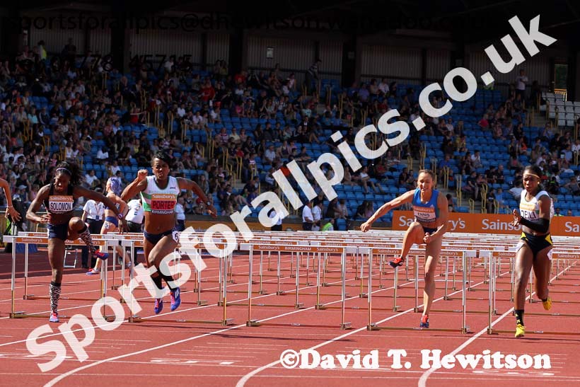 Womens 100 metres hurdles, Sainsbury's British Champs, Alexander Stadium, Birmingham. Photo: David T. Hewitson/Sprts for All Pics